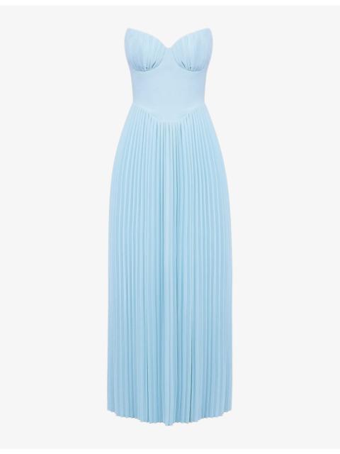 House of CB Marcella pleated woven maxi dress