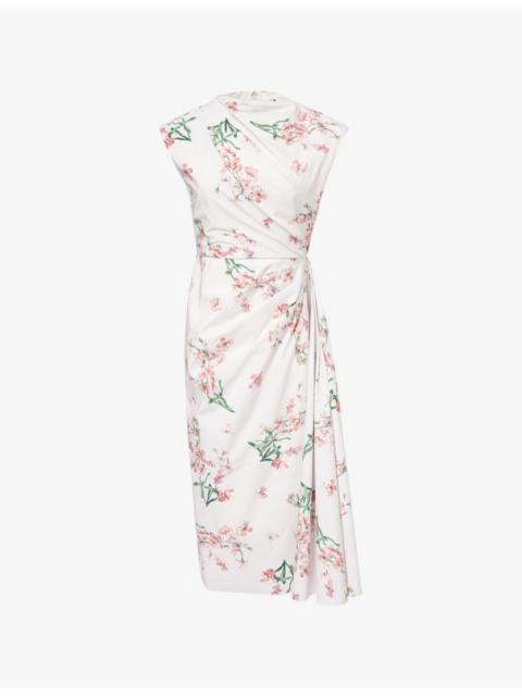 Erdem Floral Short-Sleeve Cotton Midi Dress