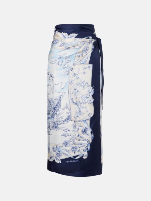 FERRAGAMO Printed silk wrap skirt