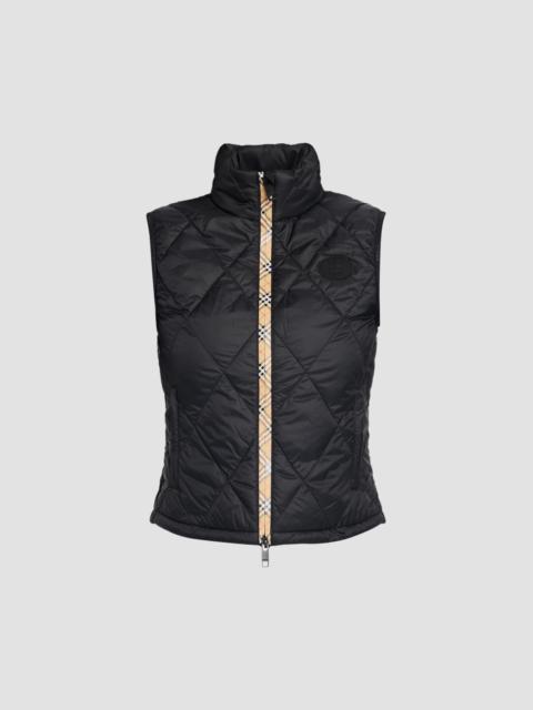 Burberry Women's Cheswick Check-Placket Quilted Vest - Black