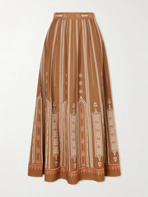 EMPORIO SIRENUSE Camille Embroidered Cotton-blend Midi Skirt