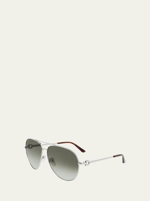 FERRAGAMO Men's Gradient Metal Aviator Sunglasses