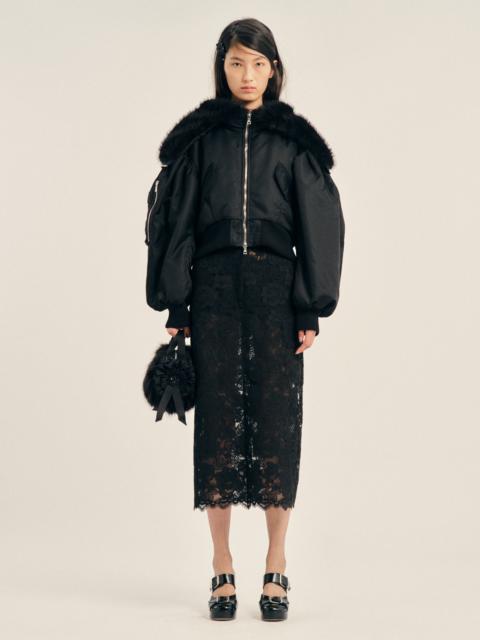 Simone Rocha Cropped Split Faux Fur Hood Bomber Jacket