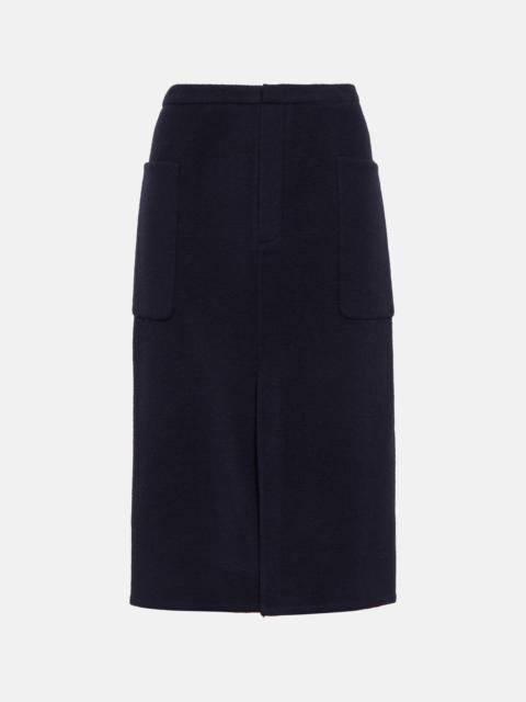 High-rise wool-blend pencil skirt