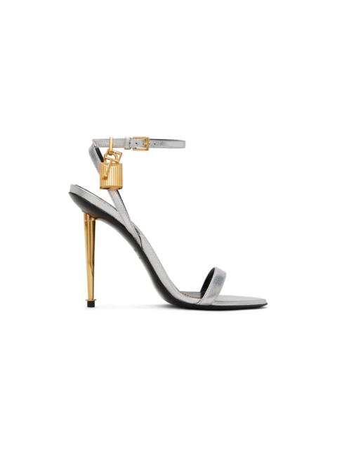Silver Padlock Pointy Naked Heeled Sandals