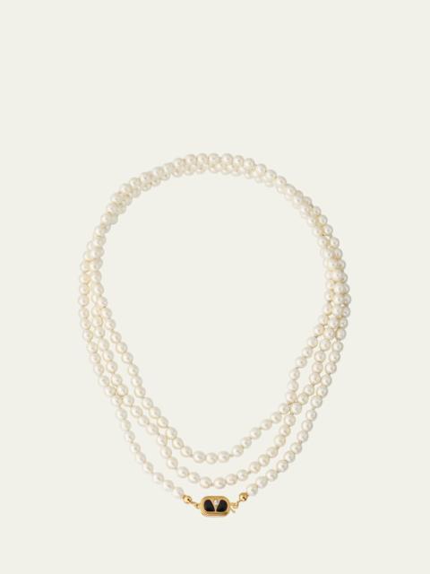 Valentino VLOGO Akoya Pearl Layered Ovalette Necklace