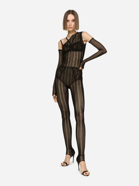 Dolce & Gabbana One-shoulder tulle jacquard jumpsuit