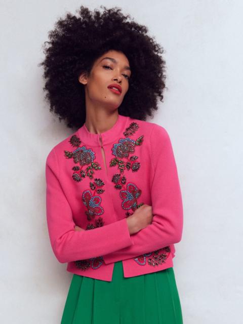 BODEN Elena Stand Neck Jacket-Pink Embroidery