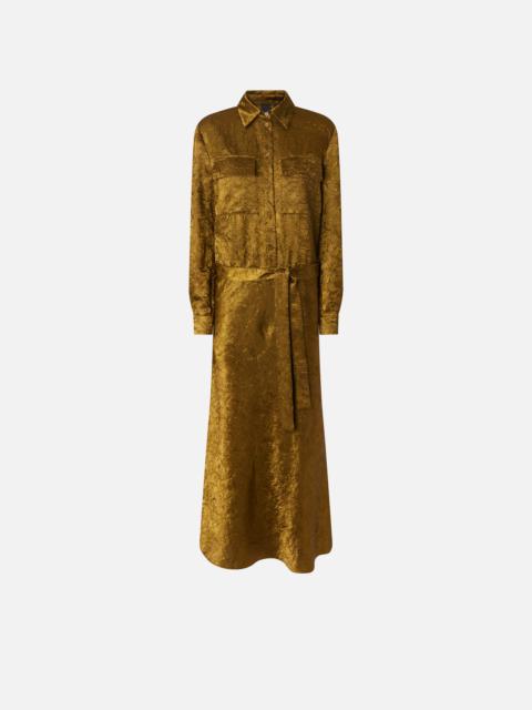 PINKO LONG CRINKLED SATIN SHIRT DRESS