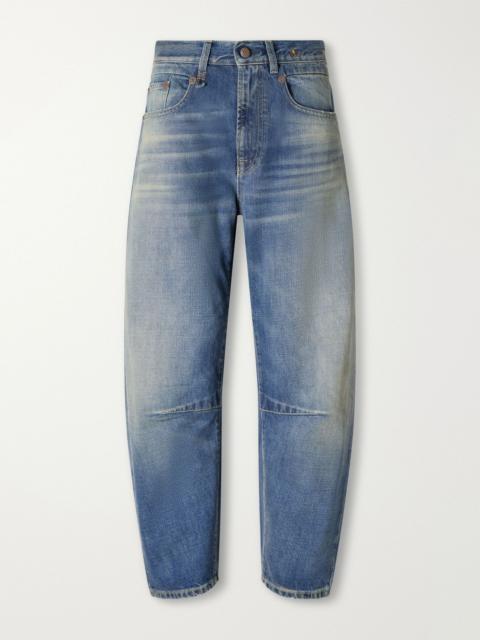 R13 Articulated Knee X-BF sculpted mid-rise barrel-leg jeans Blue