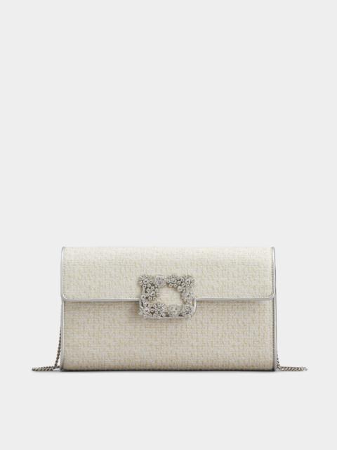 Roger Vivier Flower Strass Piping Buckle Clutch Bag in Fabric