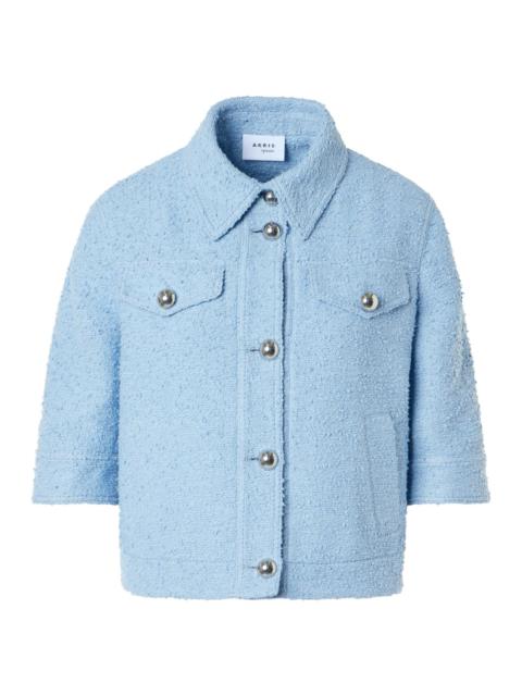AKRIS Women's Bouclé Boxy Short-Sleeve Jacket - Sky Blue