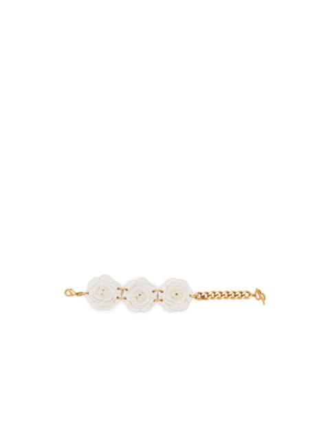 flower-detailing cable-link chain bracelet