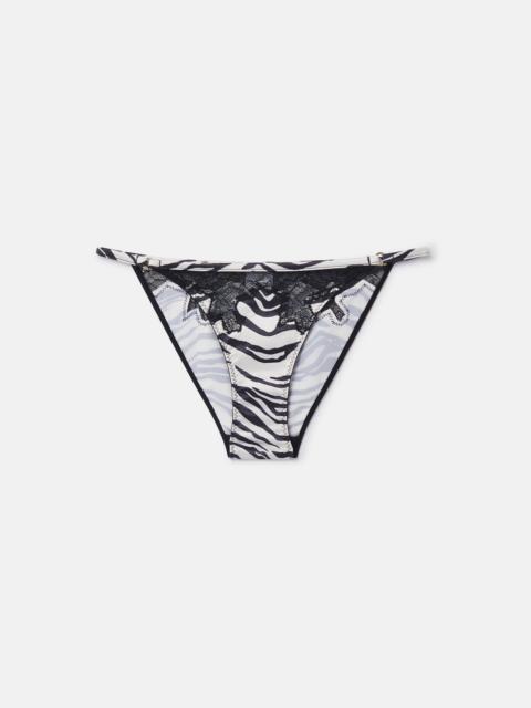 Stella McCartney Zebra Print Satin String Bikini Briefs
