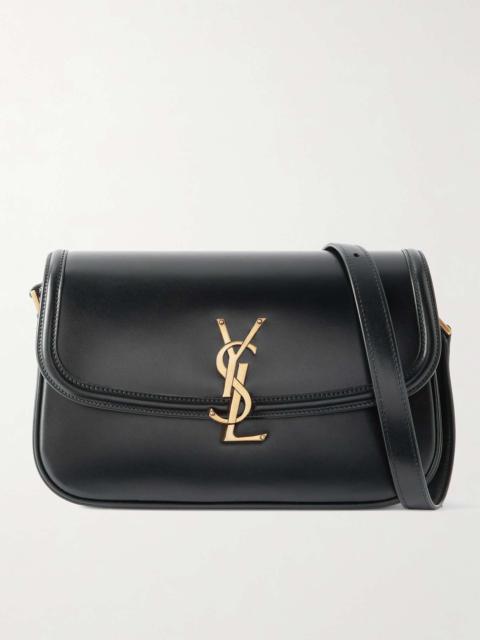 Solferino medium leather shoulder bag Black