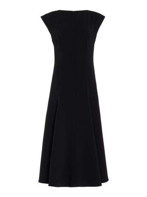 Georgia Cap-Sleeve Crepe Midi Dress black