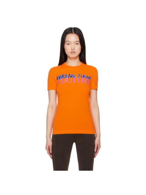 VERSACE JEANS COUTURE Orange Institutional Logo T-shirt