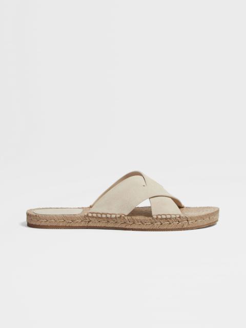 OFF WHITE SUEDE ESPADRILLE SANDALS