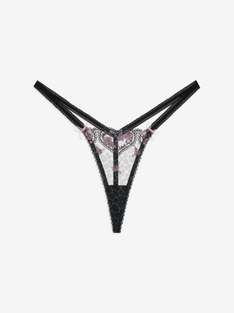 For Love & Lemons Cheetah Hearts Thong Panty