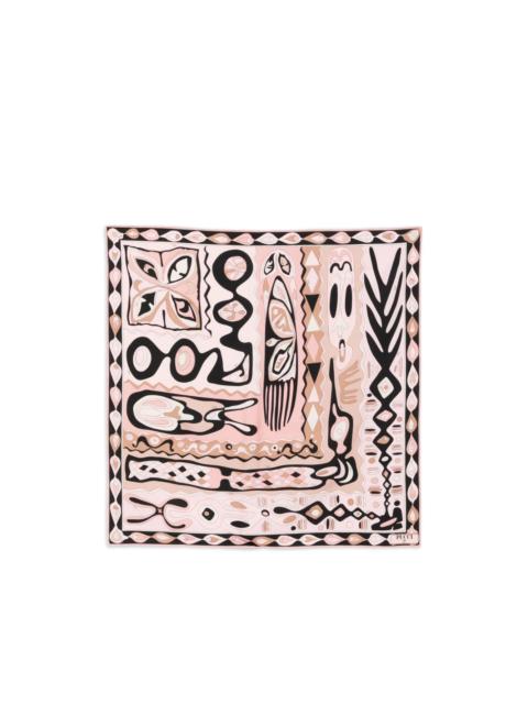 PUCCI lettering striped silk scarf