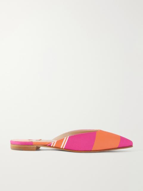 Manolo Blahnik + Emilia Wickstead Striped Twill Mules