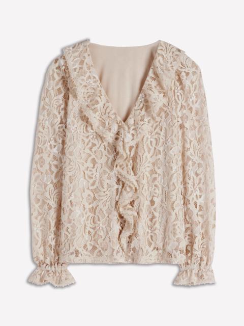 BODEN Ruffle Detail Lace Blouse-Ivory