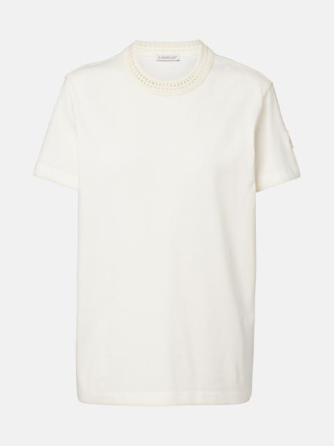 Moncler Crochet-trimmed cotton jersey T-shirt