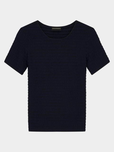 EMPORIO ARMANI Slim-Fit Textured Jacquard Jersey Top