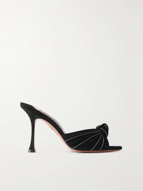 AQUAZZURA Atelier 95 embellished knotted suede mules
