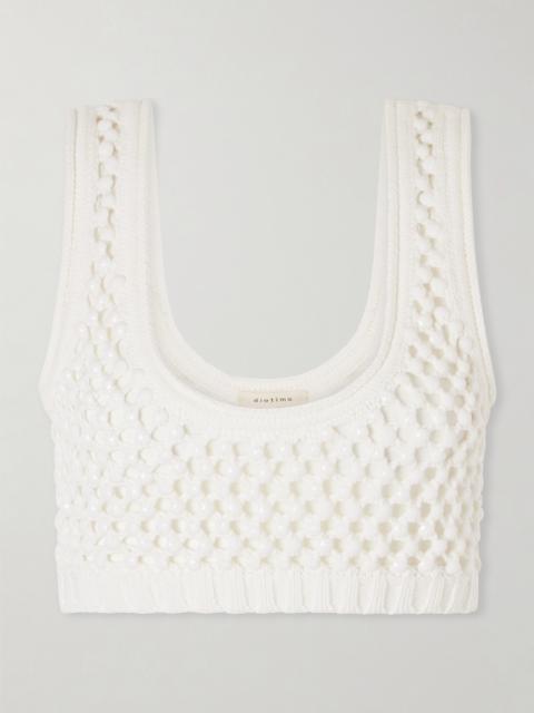 diotima Lady Cropped Crocheted Cotton-blend Bralette Top