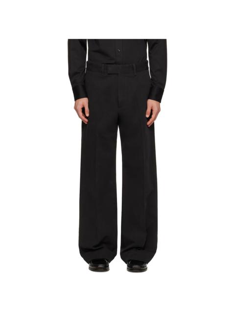 Black Cotton Drill Wide Leg Trousers