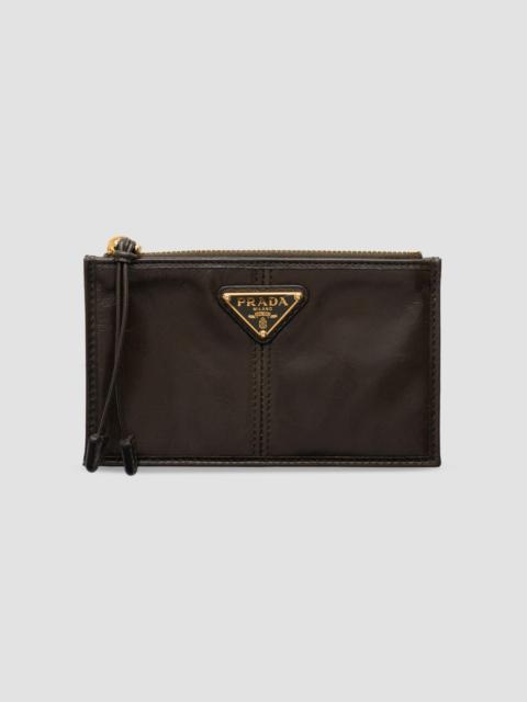Prada Women's Leather Card Holder with Zipper - Green