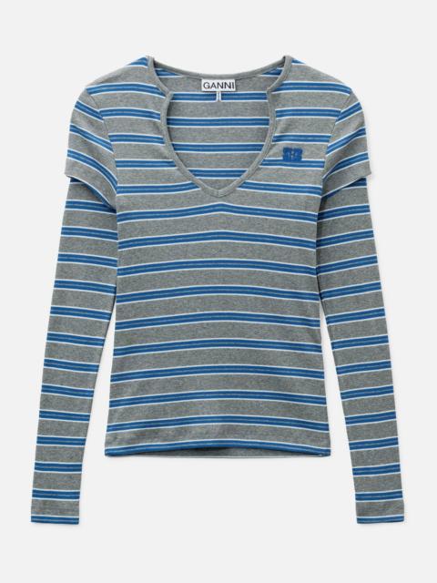 GANNI LONG-SLEEVE TOP IN STRIPE