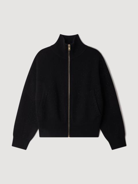 Sandro STANDING COLLAR RHINESTONE CARDIGAN