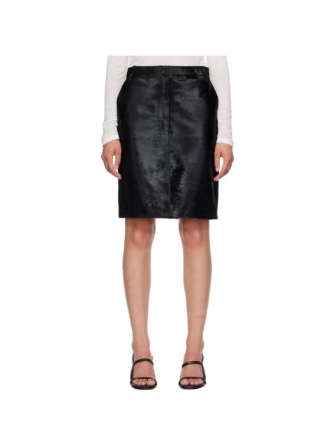 Loulou de Saison Black DEBI Pony-Effect Leather Midi Skirt