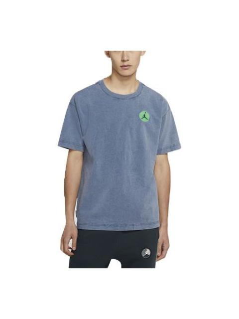 Jordan Air Jordan LEGACY AJ13 Embroidered Pattern Short Sleeve Blue CW0827-414