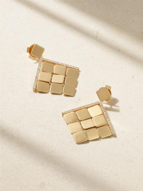 ILEANA MAKRI Medium Tile 18-karat gold diamond earrings Gold
