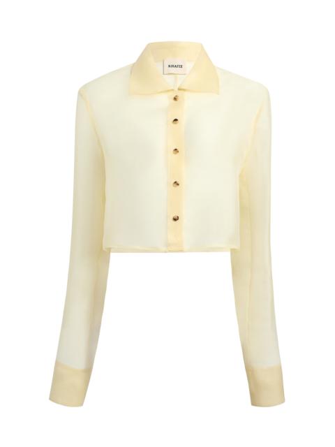 KHAITE Jasen Cropped Shantung Organza Shirt yellow