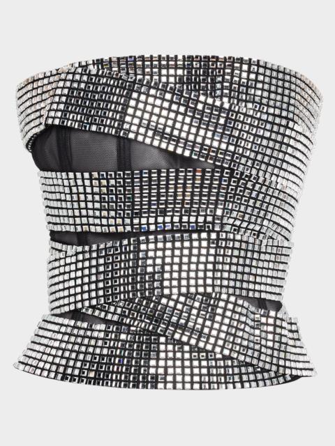 AREA Disco Ball Bustier Top