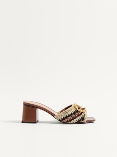 Valentino VLOGO SIGNATURE SLIDE SANDAL WITH CROCHET EMBROIDERY 60MM