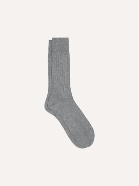 Drake's Grey Cotton Mid-Calf Socks