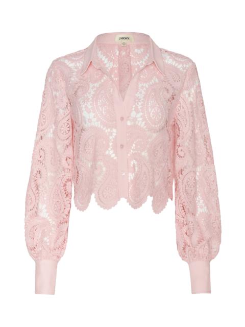 L'AGENCE Odelia Cropped Lace Blouse