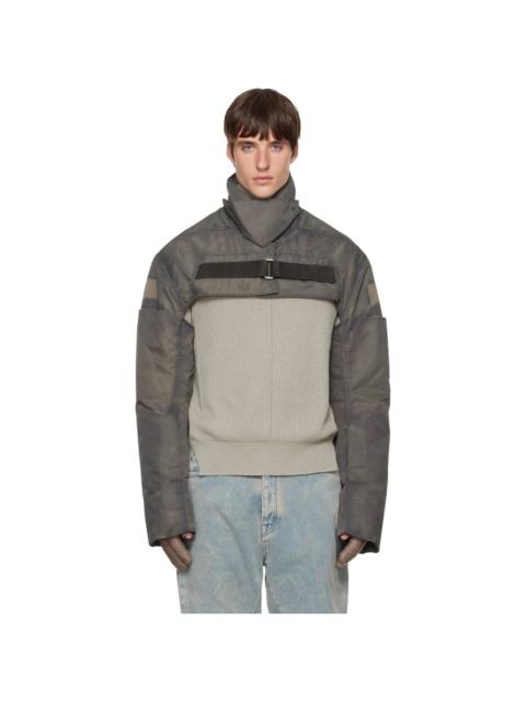 Rick Owens Gray Tower Cropped Mac Bomber Jacket