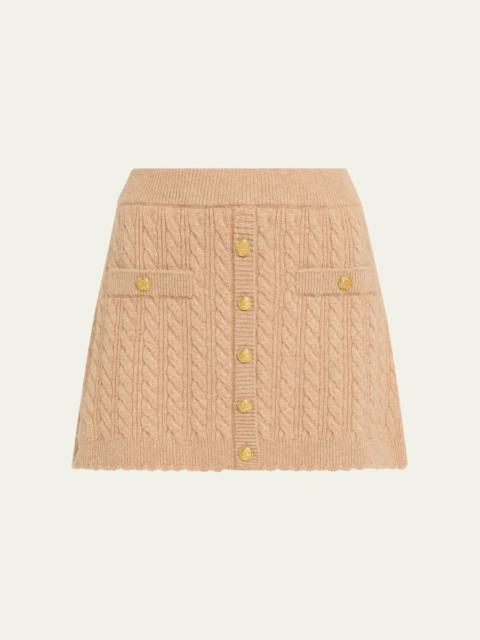 LoveShackFancy Berritt Cable-Knit Mini Skirt