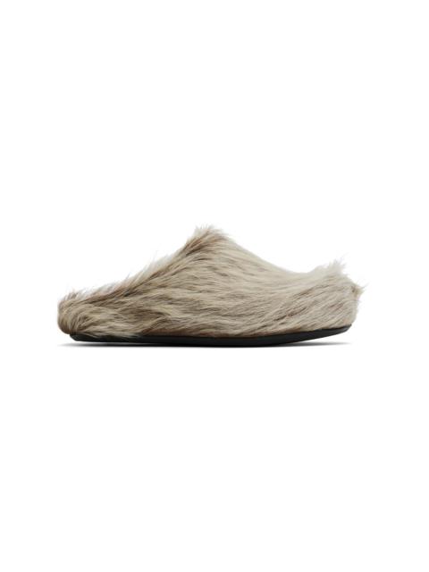 Marni Beige Long Hair Calfskin Fussbett Sabot Loafers