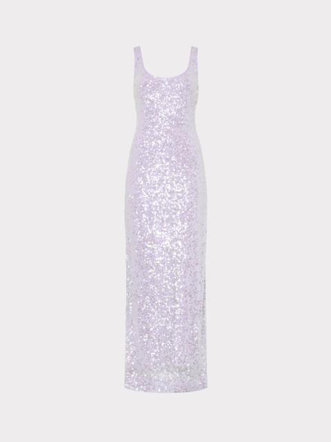 MILLY Tatum Stretch Shimmer Sequins Scoop Neck Dress