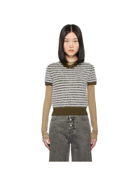 MM6 Maison Margiela Khaki & White Striped Sweater