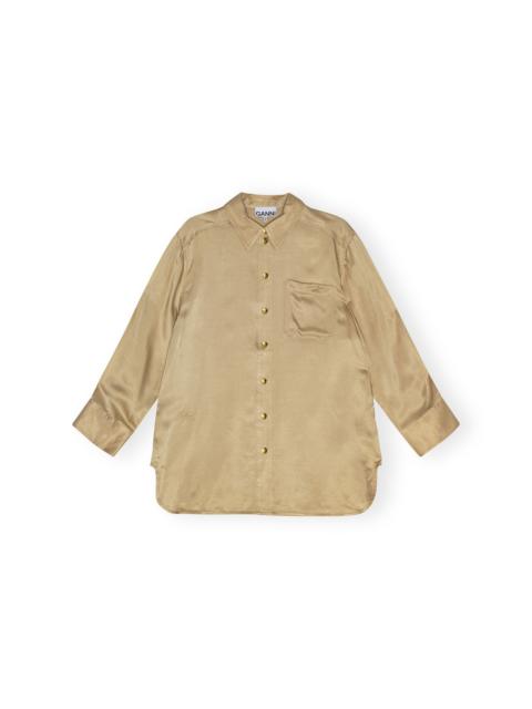 GANNI BEIGE WASHED SATIN SHIRT