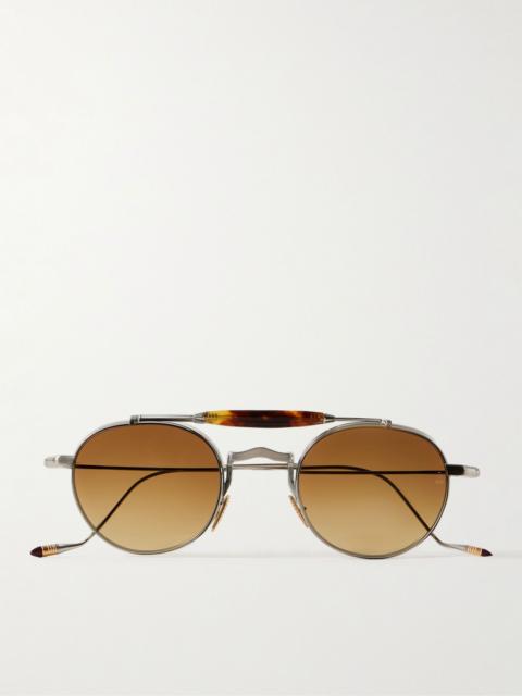 JACQUES MARIE MAGE Dasan Round-Frame Beta Titanium and Tortoiseshell Acetate Sunglasses Silver