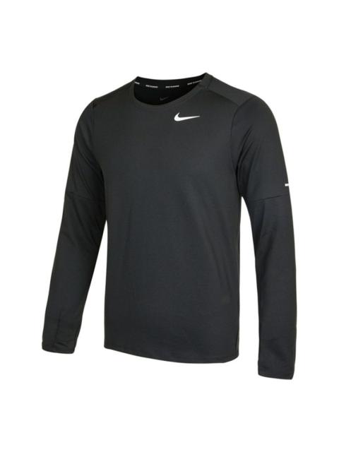 Nike Men's Nike Reflective Logo Training Sports Running Long Sleeves Black T-Shirt DD4755-010
